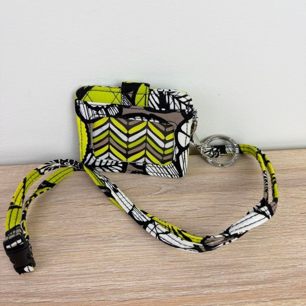 Vera Bradley Green Black & White Chevron Lanyard Purse